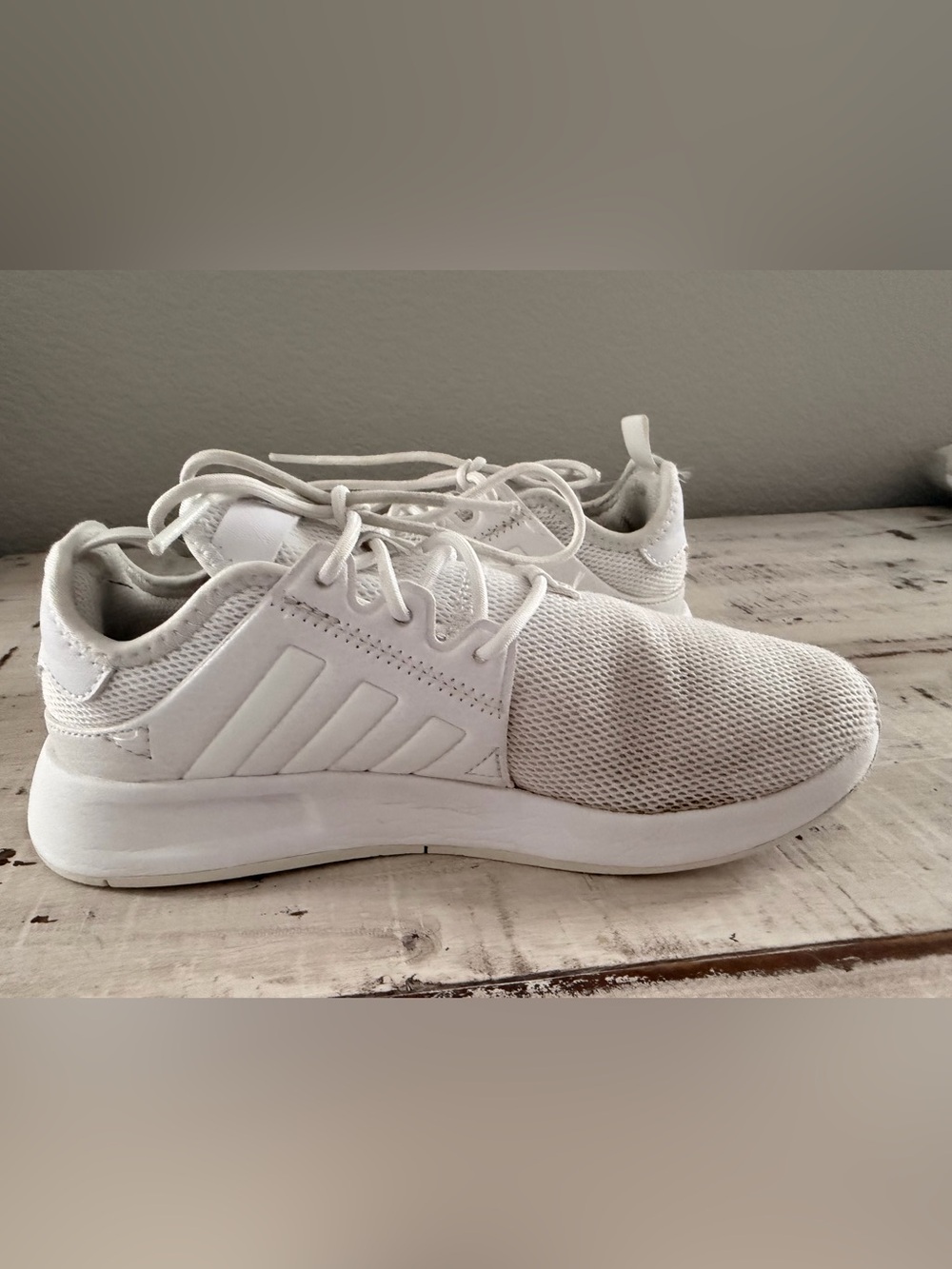 Adidas Originals X_PLR Triple White Mesh Sneakers Kids Size 3.5 Youth EU 35 - Picture 6 of 13